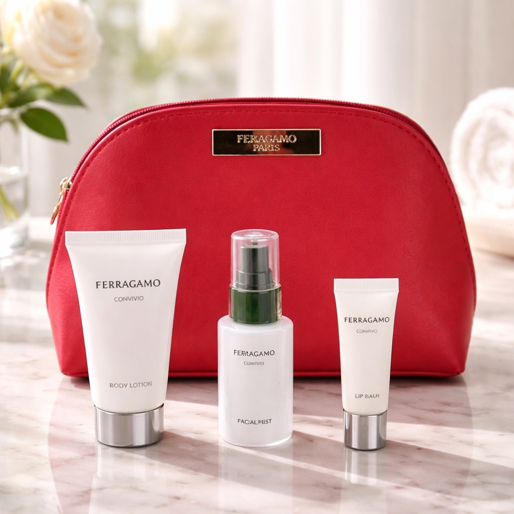 COPY - Ferragamo baby blue make up bag & 3 little travel necessities & non grip…